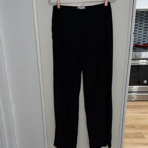 H&M Jet Black Straight Leg Drawstring Relaxed Fit Pants | XS